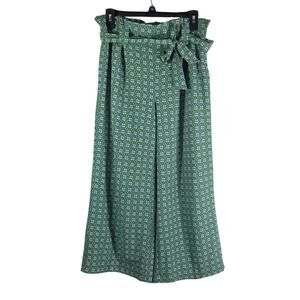 Max studio women's all over print green high rise‎ wide leg pants size 6